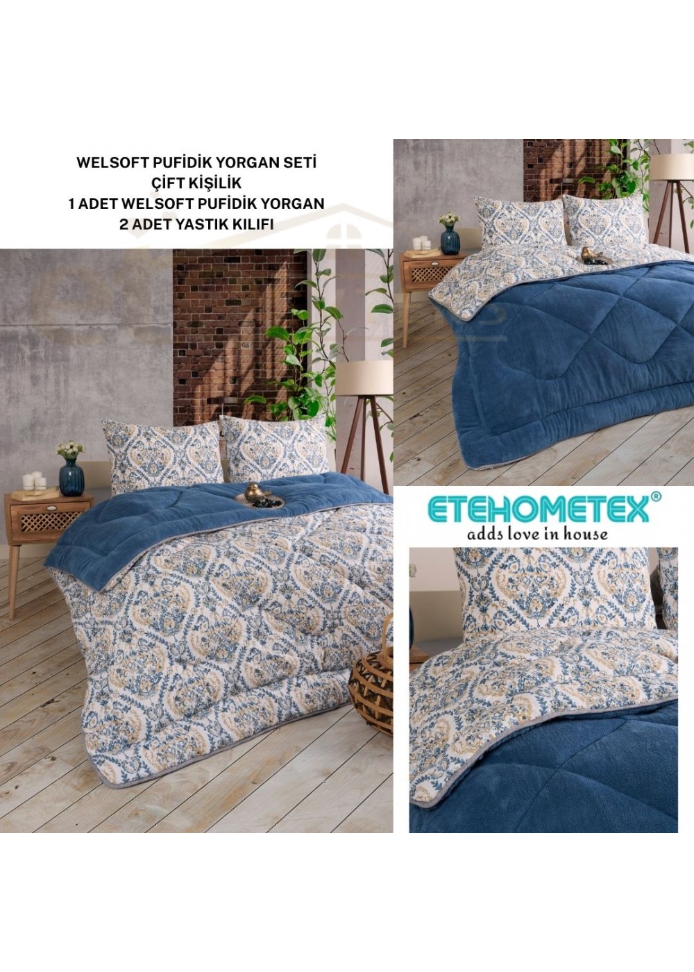 ETE HOMETEX ÇİFT KİŞİLİK LÜX WELSOFT YORGAN 195X215CM AKSU İNDİGO 8696474231943 ETE HOMETEX ÇİFT KİŞİLİK LÜX WELSOFT YORGAN 195X215CM AKSU İNDİGO 8696474231943